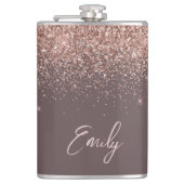 テラコッタバラ金ゴールド赤面ピンクグリッターモノグラム フラスク (正面)