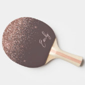 テラコッタバラ金ゴールド赤面ピンクグリッターモノグラム 卓球ラケット (横)