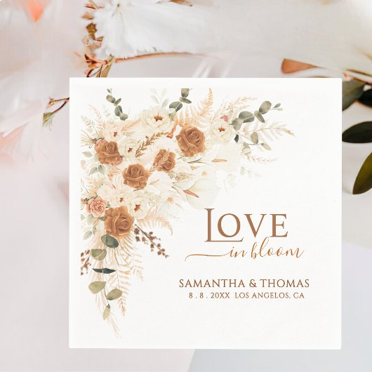 テラコッタバラ&カラリリー結婚ズ スタンダードカクテルナプキン