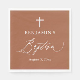 テラコッタバーンオレンジクロスバプティスペーパーナプキン スタンダードランチョンナプキン