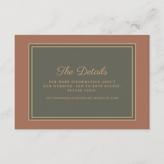 テラコッタバーンオレンジセージ結婚グリーン詳細 エンクロージャーカード (正面)