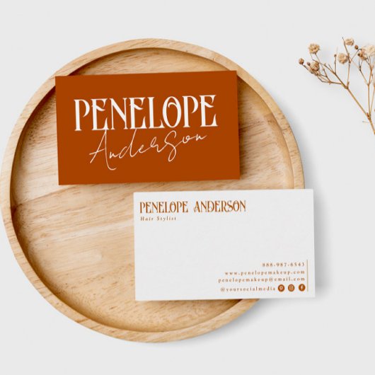 テラコッタバーンオレンジニュートラルモダンボホ 名刺