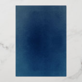 テラコッタバーンオレンジフローラネイビーブルー結婚ズ 箔招待状 (裏面)