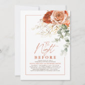 テラコッタバーンオレンジフローラリハーサルディナー 招待状 (正面)