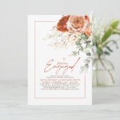 テラコッタバーンオレンジフローラ婚約パーティ 招待状 (スタンド正面)