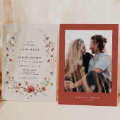 テラコッタバーンオレンジフローラ結婚式招待状 招待状