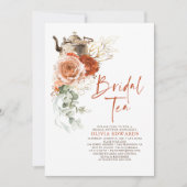 テラコッタバーンオレンジブライダルシャワーティーパーティー 招待状 (正面)