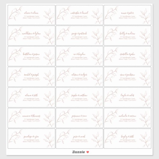 テラコッタバーンオレンジボタニカルゲストアドレス シール (シート)