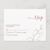 テラコッタバーンオレンジボタニカルNoメニューRSVP インビテーションポストカード (正面)