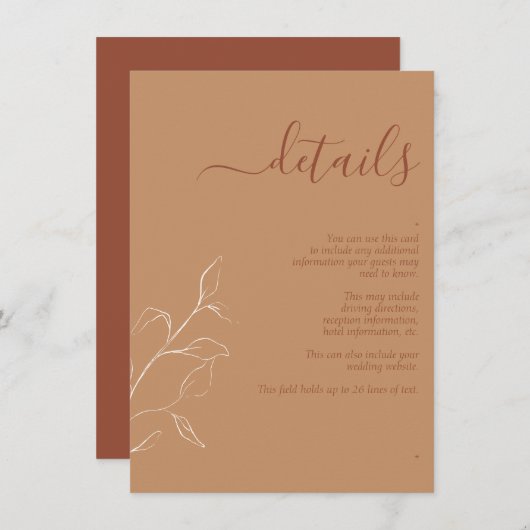 テラコッタバーンオレンジボ結婚タニカル詳細 エンクロージャーカード (正面/裏面)