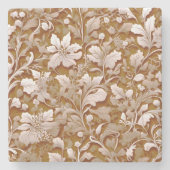 テラコッタバーンオレンジモダン色の植物学ボホ ストーンコースター (正面)