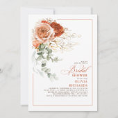 テラコッタバーンオレンジユーカリブライダルシャワー 招待状 (正面)