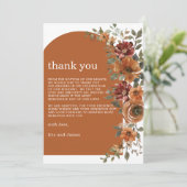 テラコッタバーンオレンジラストフローラ秋の結婚式 サンキューカード (スタンド正面)