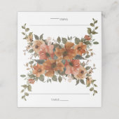 テラコッタバーンオレンジラストフローラ秋の結婚式 プレイスカード (外部開封)