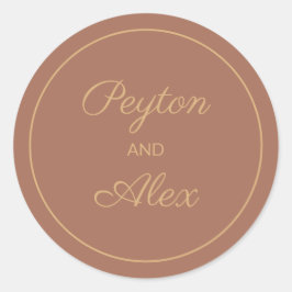 テラコッタバーンオレンジ秋新郎新婦の名前 ラウンドシール