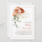 テラコッタバーンオレンジ結婚フローラ記念日 招待状 (正面)