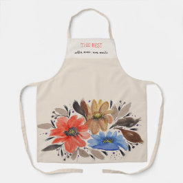 テラコッタパステルエレガントウォーターカラーフローラ エプロン