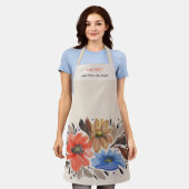 テラコッタパステルエレガントウォーターカラーフローラ エプロン (着用した状態)