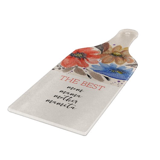 テラコッタパステルエレガントウォーターカラーフローラ カッティングボード (角)