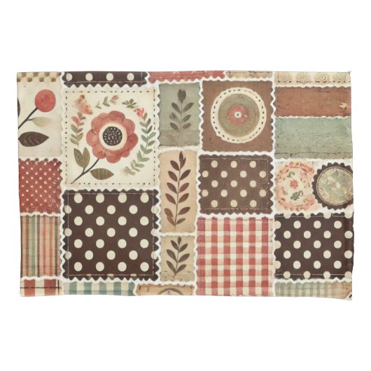 テラコッタパッチワークキルトファームハ素朴ウス 枕カバー (正面)