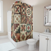 テラコッタパッチワークキルト素朴レトロフローラ