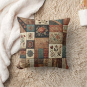 テラコッタパッチワークキルト素朴レトロヴィンテージ クッション (ブランケット)