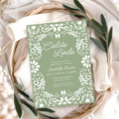 テラコッタパペルピカドメキシカングリーンベビーシャワー 招待状