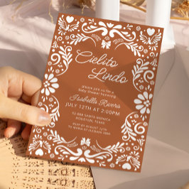 テラコッタパペルピカドメキシコ産ベビーシャワー 招待状