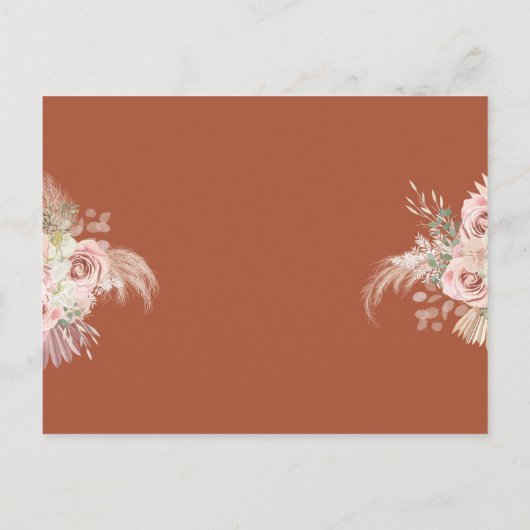 テラコッタパンパスグラスアーチバプテスマ《キリスト教》洗礼式や命名式 インビテーションポストカード (裏面)