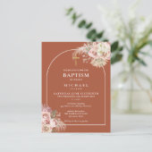 テラコッタパンパスグラスアーチバプテスマ《キリスト教》洗礼式や命名式 インビテーションポストカード (スタンド正面)