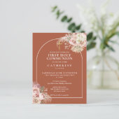 テラコッタパンパスグラスアーチファースト聖餐式 インビテーションポストカード (スタンド正面)