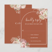 テラコッタパンパスグラスアーチフローラモノグラム 出欠カード (正面/裏面)