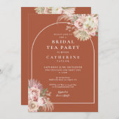 テラコッタパンパスグラスアーチブライダルティーパーティー 招待状 (正面/裏面)