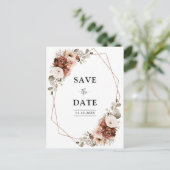 テラコッタパンパスグラスジオメトリック日付を保存 ポストカード (スタンド正面)