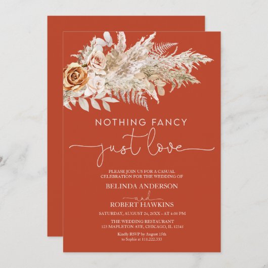 テラコッタパンパスグラスファンシー何も愛 招待状 (正面/裏面)