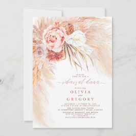 テラコッタパンパスグラスフローラリハーサルディナー 招待状