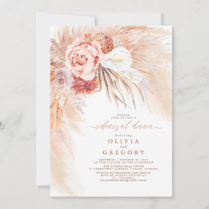 テラコッタパンパスグラスフローラリハーサルディナー 招待状