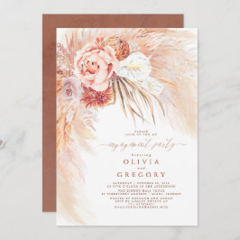 テラコッタパンパスグラスフローラ婚約パーティ 招待状