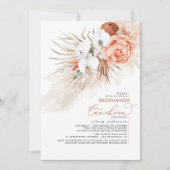 テラコッタパンパスグラスブリデスメイドスランチョン 招待状 (正面)