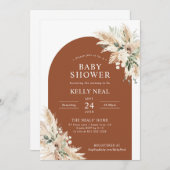 テラコッタパンパスグラスベビーシャワー招待状 招待状 (正面/裏面)