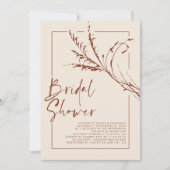 テラコッタパンパスグラスボモダンホブライダルシャワー 招待状 (正面)
