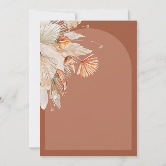 テラコッタパンパスグラスモダンの赤ちゃんシャワー 招待状 (裏面)