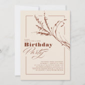 テラコッタパンパスグラスモダンバースデーパーティー 招待状 (正面)