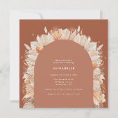 テラコッタパンパスグラスモダンブライダルシャワーシック 招待状 (裏面)