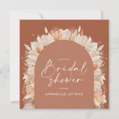 テラコッタパンパスグラスモダンブライダルシャワーシック 招待状 (正面)