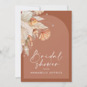 テラコッタパンパスグラスモダンブライダルシャワー 招待状 (正面)