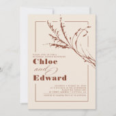 テラコッタパンパスグラスモダンリハーサルディナー 招待状 (正面)