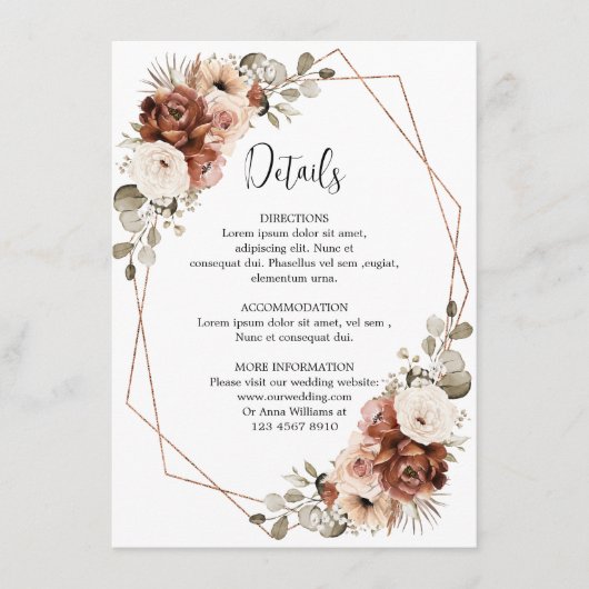 テラコッタパンパスグラス幾何素朴詳細 エンクロージャーカード (正面)