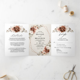 テラコッタパンパスグラス素朴幾何結婚的T 三つ折りプログラム