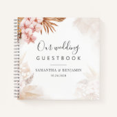 テラコッタパンパスグラス結婚スクリプトのゲストブック ノートブック (正面)